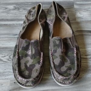 ARIAT Womens Cruiser Camo Suede Leather Slip-on Moc Toe Women's Size 8.5